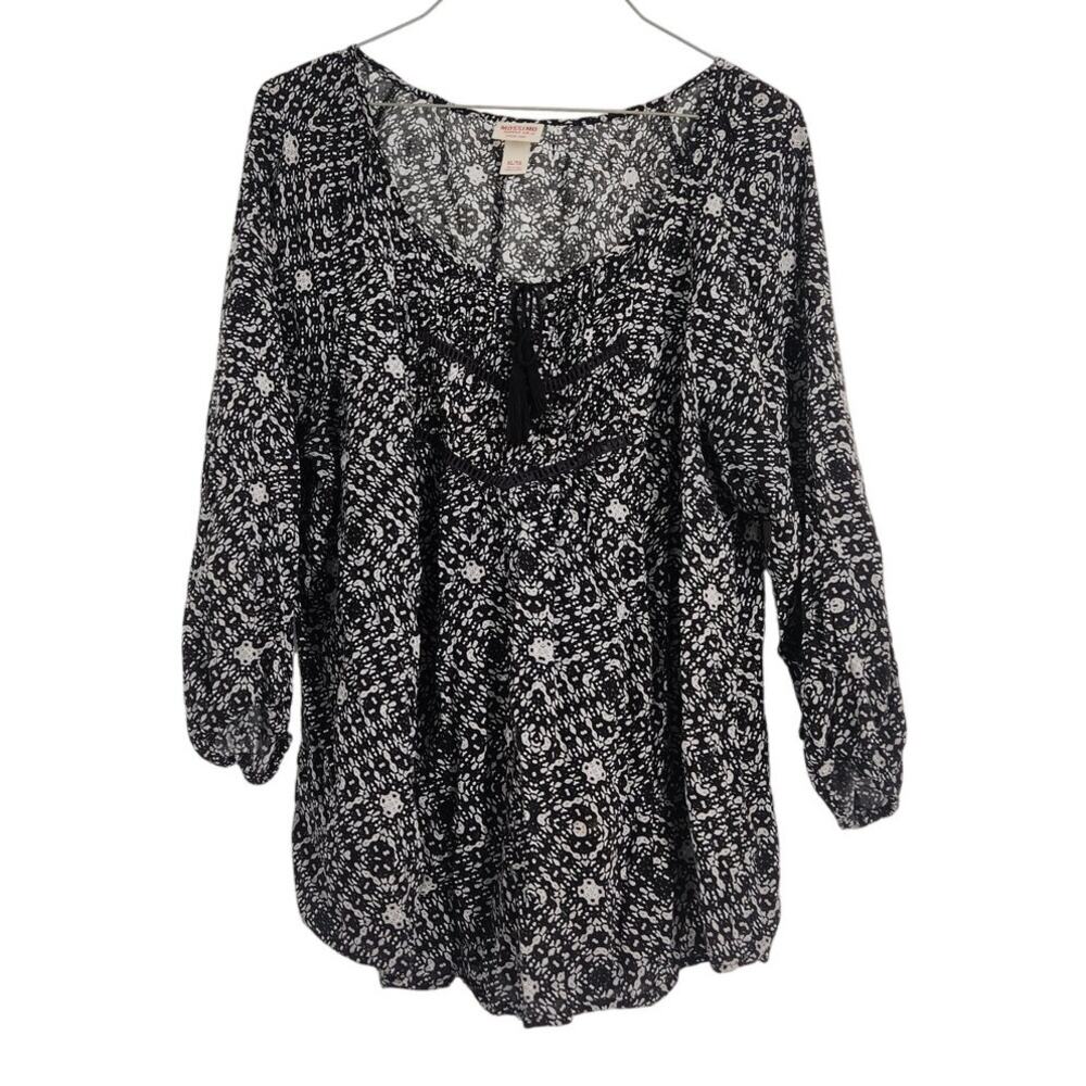 Mossimo Black and White 3/4 Sleeve Top Womens Size Extra Large XL